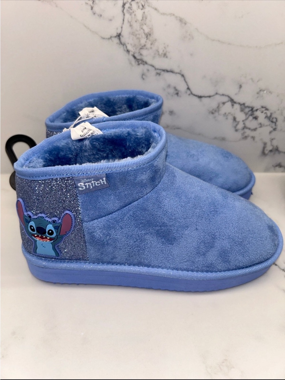 Disney Primark Stitch Lightweight Faux Suede/Glitter Boots Size 6
